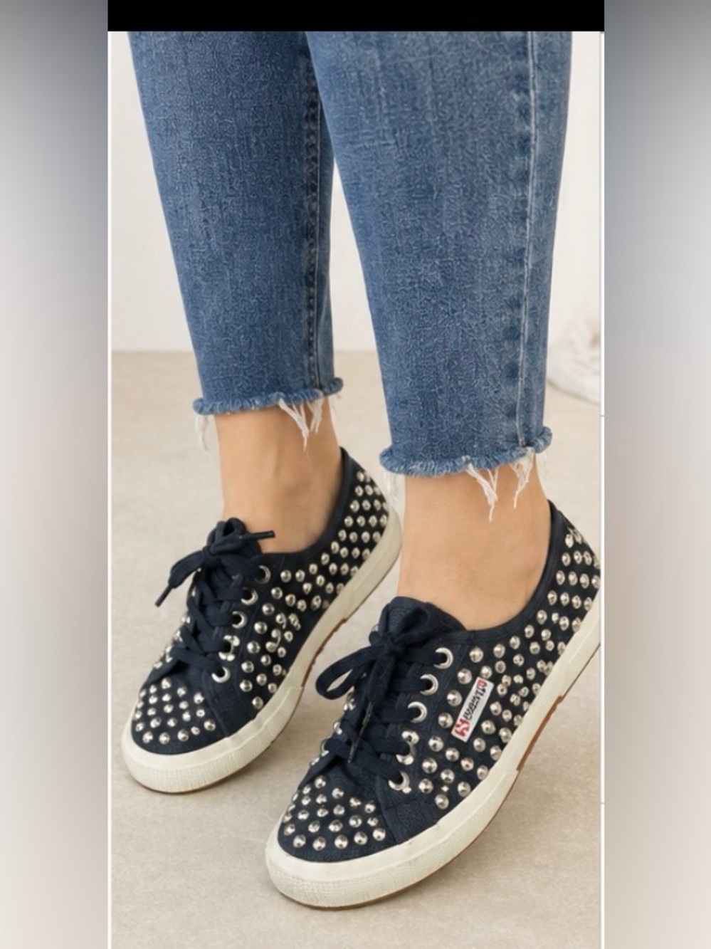 Superga 2750 Studded Low Top Sneakers 9.5 EDGY STREET STYLE ROCK CHIC concert